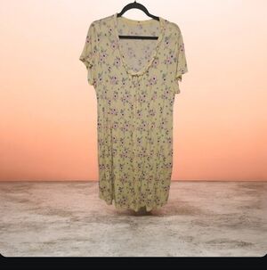 Croft & Barrow Nightgown Yellow Pink Floral Pattern XL